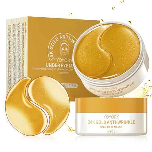 24K Gold Infused Hydrogel Eye Patches - 30 Pairs for Dark Circles, Wrinkles, Eye Bags & Puffy Eyes | Retinol & Collagen Complex, Hydrating Firming Treatment Alternative? (Gold)
