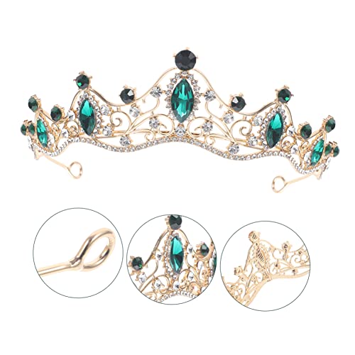 DRESSOOS Baroque Crown Cosmetic Containers Diamond Headband Blue Wedding Bridal Hair Decors Gold Tiara Pearl Decor Gold Wedding Decor Nurses Hat Zinc Alloy Miss Make up Small Crown