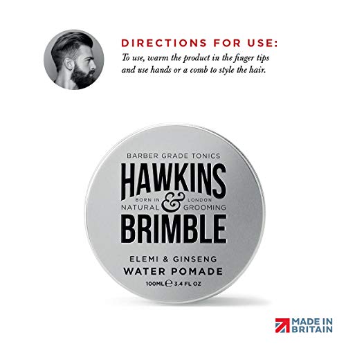 Hawkins & Brimble Strong Hold Hair Pomade - 100ml Water-Based Formula for All-Day Firm Hold & Natural Shine | Elemi & Ginseng Scent, Vegan Grooming Cream