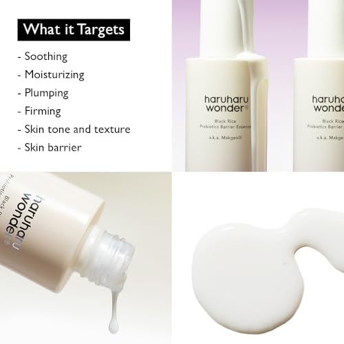 haruharu Wonder Black Rice Probiotics Barrier Essence 1.01 fl. oz., Travel Size Essence Toner to Strengthen Skin Barrier with Ceramides, Fermented Ingredients, Soothing, Moisturizing, Plumping