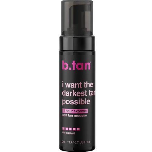 b.tan Ultra Dark Self Tanner Mousse - Fast 1 Hour Express Tanning Foam for Golden Glow, 6.7 Fl Oz