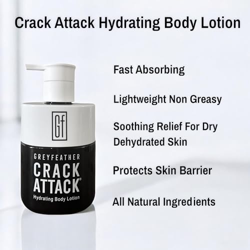 Greyfeather Crack Attack Hand Cream for Dry Cracked Hands Travel Size Moisturizer with Shea Butter & Vitamin E Anti Aging Hand Cream for Men & Women Non-Greasy & Fast Absorbing