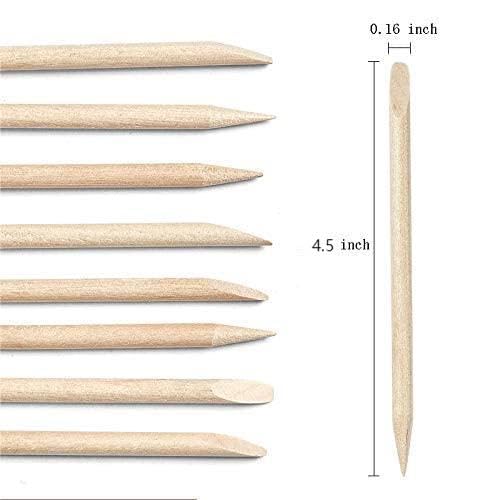 AMOSTBY Nail Art Orange Wood Sticks - 50PCS Multi-Functional Cuticle Pushers for Manicure & Pedicure | 4.5 Inch