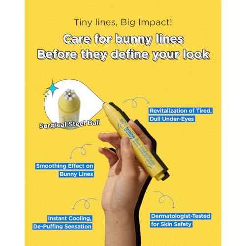 CHASIN' RABBITS Bunny Line Smoother Eye Cream Roller, 0.5 Fl Oz, Eye Serum with Surgical Steel Cooling Stick, Adenosine, Niacinamide, Dark Circles, Fine Lines, Under Eye, Vegan, Korean Skin Care