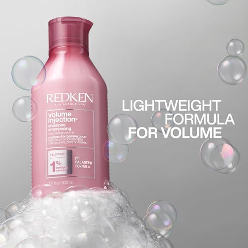 Redken Volume Injection Shampoo | Lightweight Volume Shampoo For Fine Hair | Adds Volume, Lift, and Body to Flat Hair | Soft, Shiny Finish | Paraben Free
