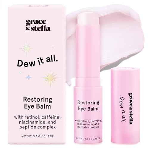 grace & stella Under Eye Brightener Balm Stick - Travel Size Toiletries - Retinol & Caffeine Eye Cream for Dark Circles, Puffiness, Wrinkles - Restore and Hydrate - Vegan Skincare (0.13oz / 3.5g)