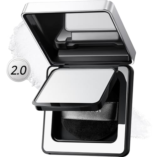 CARSLAN 2.0 Black Magnet Soft Focus Powder, Waterproof Translucent Pressed Setting Powder, 24H Longlasting Talc-Free Face Powder, Oil Control Compact Makeup,01 Blue Purple For Dry&Com Skin, 0.28Oz