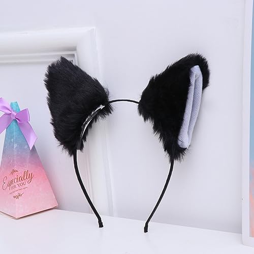 PartyKindom White Head Band Black Bandana Headband Black Outfit Toddler Clothes Party Headband Cute Plush Party Hair Hoop Cat Headband Furry Ear Wolf Ears Props Animal Cat Fox Girl Child Bulk