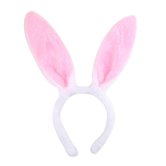 FunSpt Easter bunny Plush headband rabbit ears Halloween costume White-3