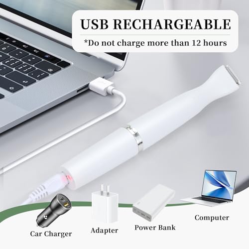 ENSSU Bikini Trimmer Foil Shaver for Women-Waterproof Pubic Hair Trimmer Painless 4 in 1 Body Hair Groomer Facial Hair Removal Lady Grooming Shaver Clipper for Legs,Bikini Lines,Face