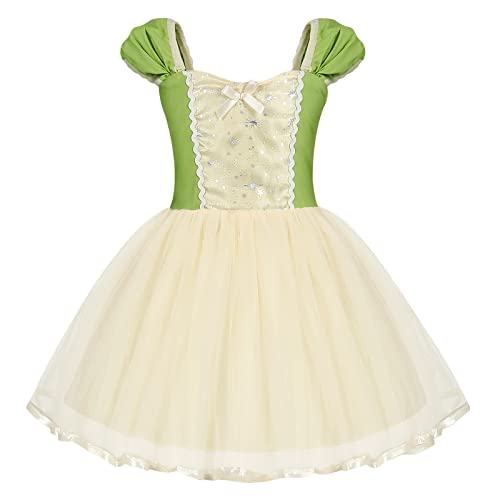 COTRIO Baby Girls Frog Princess Tiana Dresses Infant Toddler Kids Birthday Party Fancy Dress Green Fairy Cosplay Halloween Costume Outfit 18-24 Months