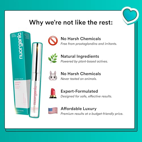 Nuorganic Brow Gel Clear - 6ml Natural Eyebrow Gel Clear, for Brow Growth | Vegan & Cruelty-Free Eyebrow Gel, Infused with Beeswax and Coconut Extract for Sculpting and Nourishing Brows