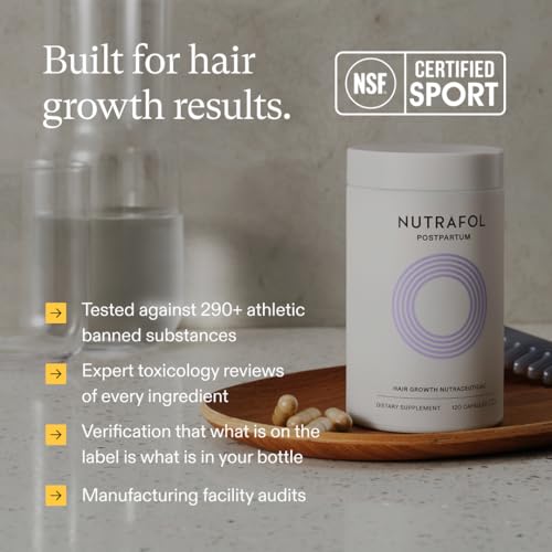 Nutrafol Postpartum Hair Growth Supplements, Clinically Tested for Visibly Thicker Hair and Less Shedding, Breastfeeding-friendly - 1 Month Supply
