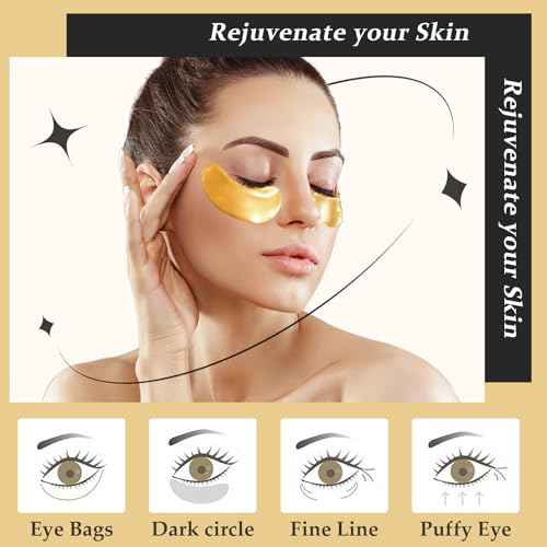 Adofect 31 Pairs Under Eye Patches -Reduce Eye Bags -24K Gold Eye Mask Collagen Under Eye Gel Pads for Puffiness and Dark Circle, Wrinkle, Revitalize and Refresh Your Skin