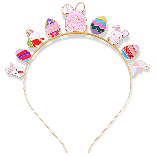 PHALIN Easter Headbands Enamel Easter Egg Hairband for Women Rabbit Headwear Colorful Letter HAPPY EASTER Hair Hoop