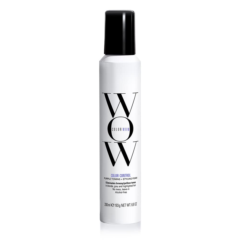 COLOR WOW Color Control Purple Toning Foam - Eliminate Brassiness in Blonde & Gray Hair, Alcohol-Free, Crunch-Free Styling