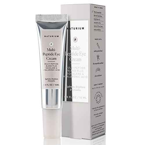 Naturium Multi-Peptide Eye Cream, Smoothing & Anti-Aging Skincare, with Squalene & Hyaluronic Acid, 0.5 oz