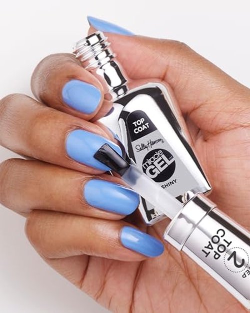 Sally Hansen Miracle Gel Nail Polish Super Volume Builder Top Coat | Salon Quality, Gel-Like Formula, Two-Step System, No UV Light Needed, Long Lasting | Sheer, Glossy