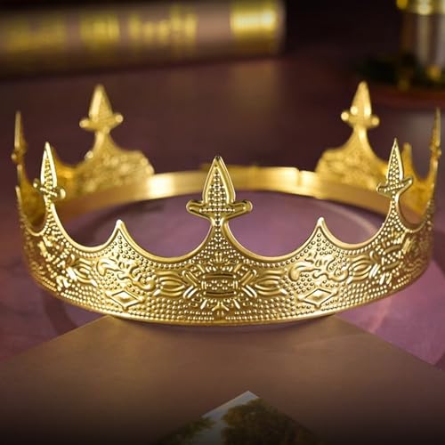 Generic King Crowns Metal Hair Band for Men Gold Crowns and Tiara for Theme Birthday Party Costume Accessories (Gold)