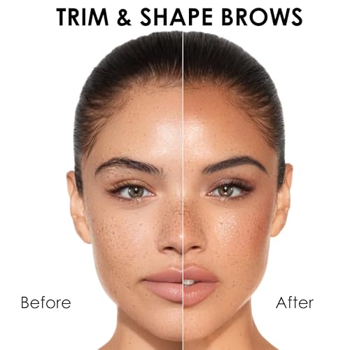 JAPONESQUE Brow Scissors and Spoolie, Stainless Steel Scissors for Brow Grooming and Trimming, Brush Tool for Brow Shaping