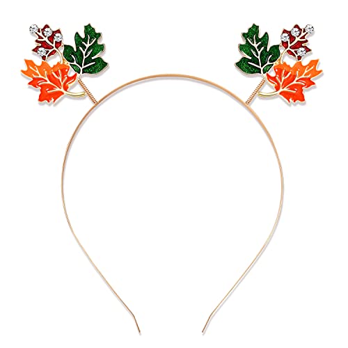 NVENF Thanksgiving Headband Autumn Fall Hairbands for Women Rhinestone Letter ‘GIVE THANKS’ ‘HAPPY FALL’ Gold Hair Hoop Thanksgiving Party Favors Hair Accessory Gifts (Turkey 3)