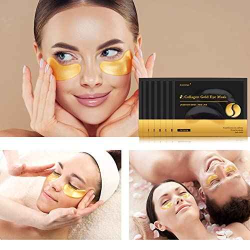 AVJONE 24K Gold Under Eye Patches (30 Pairs), Collagen eye masks for dark circles and puffiness, eye patches for women puffy eyes, Revitalises and Refreshes Your Skin
