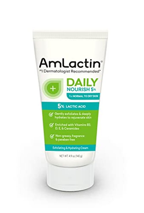 AmLactin Daily Nourish 5% - 4.9 oz Body Cream with 5% Lactic Acid - Exfoliator and Moisturizer for Dry Skin