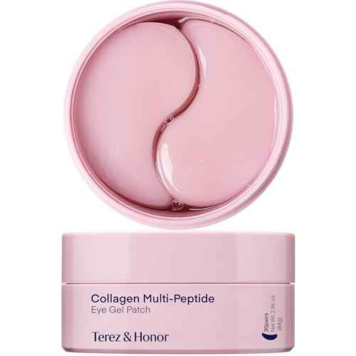 TEREZ & HONOR Peptide Collagen Under Eye Patches - 60 Korean Firming, Glowing & Hydrating Hydrogel Mask for Puffy Eyes, Dark Circles, Wrinkles, Fine Lines, Undereye Bags - Anti-Aging Eye Gel Pads