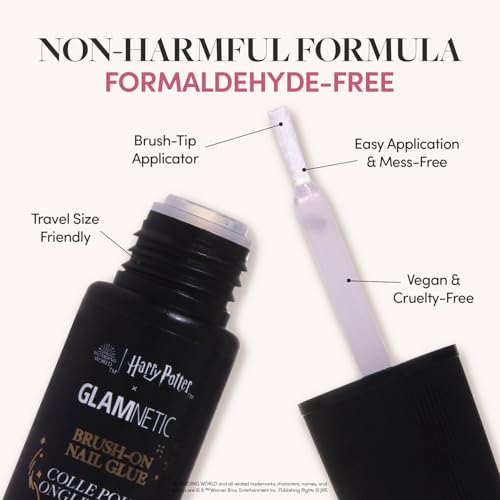 Glamnetic Super Strong Brush On Nail Glue | Brush Tip Applicator, Mess Free, Travel Friendly, Vegan | Durable & Long-Lasting | .24 fl. oz.