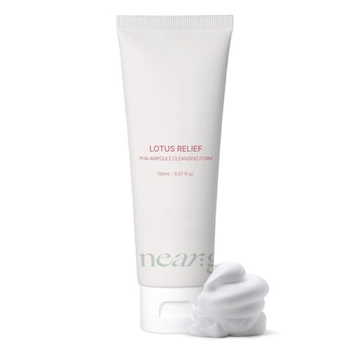 NearGarden Lotus Relief PHA Ampoule Cleansing Foam - Hyaluronic Acid Face Wash for All Skin Types (150ml)