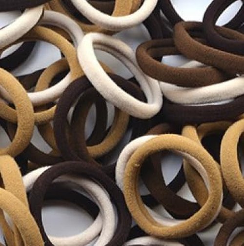 Soft Hair Ties Set, Brown Beige White Colors, Elastic Hair Bands, No-Crease Ponytail Holders, 30 Pack