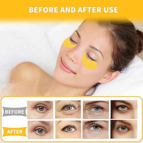 Under Eye Patches 70PCS, 24K Gold Eye Patches for Puffy Eyes Treatment, Under Eye Masks for Dark Circles and Puffiness, Non-Irritating Eye Mask Skincare, Eyes Bags Treatment, Eye Gel Pads
