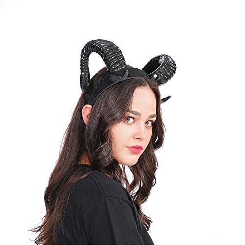 Qhome Gothic Sheep Horn Punk Headband Forest Animal Photography Cosplay Photo Props Steampunk Hair Accessory Black