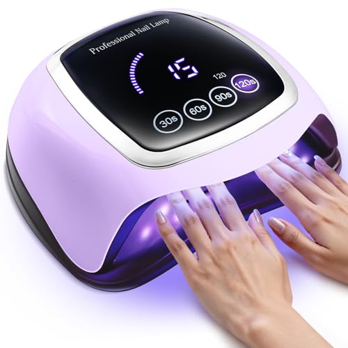 Gugusure UV LED Nail Lamp, Upgrade 180W Nail Dryer for Gel Polish with LCD Display, Auto Sensor and 4 Timer Settings, Professional Curing Lamp Light with 42 Beads for Salon and Home