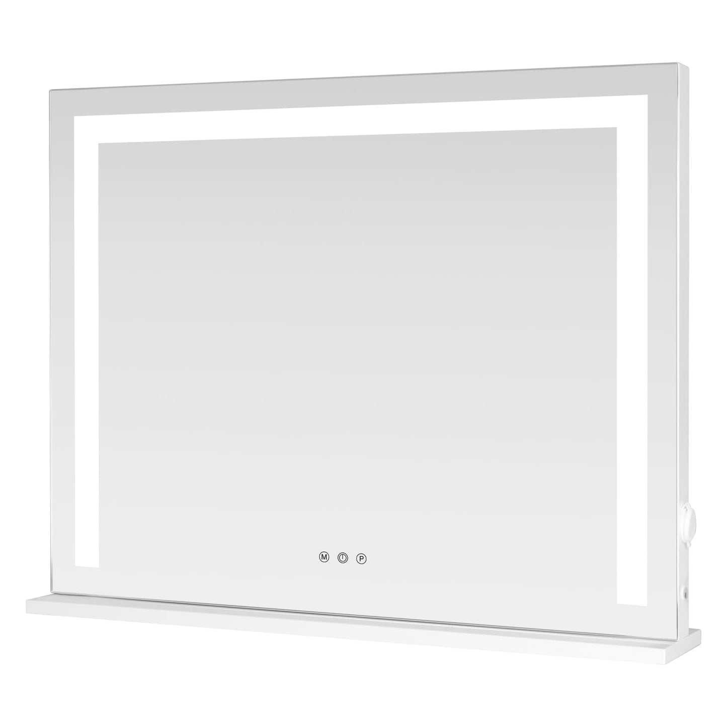 SHOWTIMEZ Vanity Mirror with Lights, Tabletop Wall-Mounted Makeup Mirror with Dimmable 3 Modes LED Backlit Light Strip,Touch Screen Control Cosmetic Mirror with USB Outlet, 22.8" W x 17.5" H