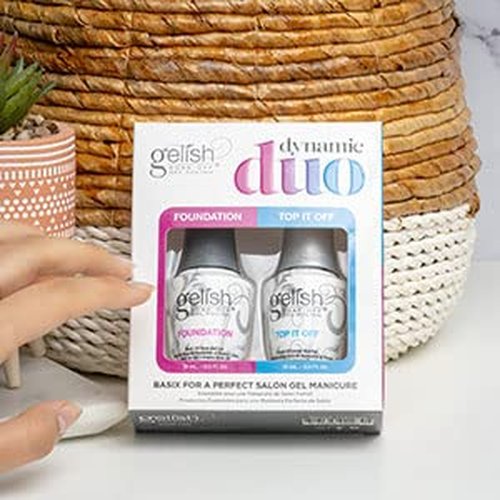 Gelish Dynamic Duo - Foundation Base & Top It Off Sealer Gel Set | Long-Lasting High-Shine Finish, 15mL Each