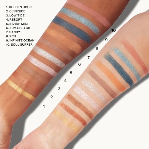 Pacifica Eyeshadow Palette – Malibu Mineral Eyeshadow, Blendable Neutral Shades with Velvet Matte, Shimmer & Metallic, Cocoa Butter Infused, Talc-Free, Vegan & Cruelty-Free, 0.24 oz (10 Shades)