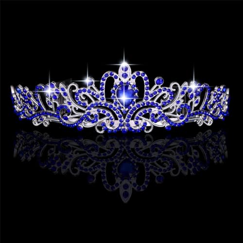 Kamirola - Crystal Tiara Crowns For Women Girls Princess Elegant Crown with Combs Women's Headbands Bridal Wedding Prom Birthday Party Headbands for Women(06) (Silver Blue)