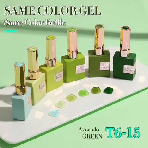 Double Rhythm 6 Pcs 15 ML Gel Polish Set Same Color Same Bottle Soak Off Gel Polish Kit Nail Art Manicure Salon DIY at Home for Women (Neon Light Pink Purple Burgundy Red-T6-8)