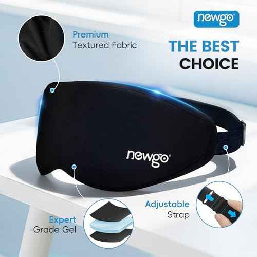 NEWGO Cooling Gel Eye Mask 3D Soft Cold Eye Mask, Eye Ice Pack with Zero Eye Pressure Hot Cold Therapy Blackout Sleep Mask for Puffiness, Dark Circles, Dry Eyes, Headaches and Stress Relief