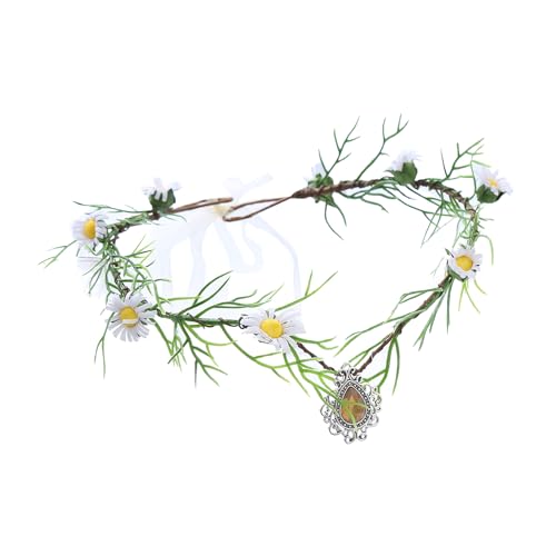 Vivivalue Fairy Elf Crowns for Women Girls Floral Headband Flower Headpiece Woodland Forest Even Circlet Halloween Renaissance Wedding Bridal Cosplay Prom Photo Props White