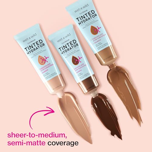 wet n wild Bare Focus Tinted Hydrator Tinted Skin Veil, Lightweight Buildable Coverage with Hyaluronic Acid & Vegan Squalane, Semi-Matte Finish, Cruelty-Free - Deep