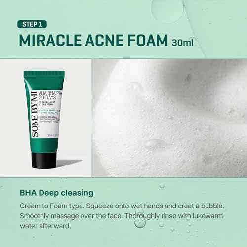 SOME BY MI AHA BHA PHA 30Days Miracle AC SOS Kit - Toner 1.01Oz, Serum 0.33Oz, Cream 0.7Oz, Foam 1.01Oz - Mild Exfoliating Daily Skin Care Set - Skin Wastes, Sebum, Oiliness Care - Korean Skin Care