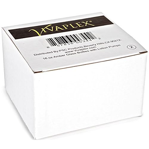 Vivaplex, 2, Large, 16 oz, Empty, Amber Glass Bottles with Black Lotion Pumps