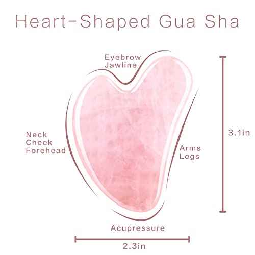 Gua Sha Facial Tools, Rose Quartz Guasha Tool for Face & Eye, Puffiness Reducing & Jawline Sculpting Face Stone Gua Sha Tools for Skin Care Woman GuaSha Stone Tool, Pink