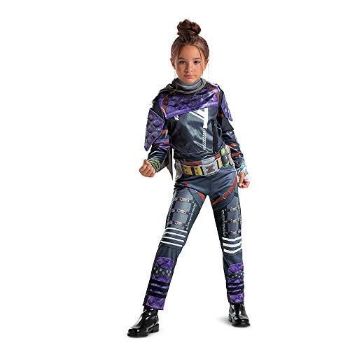 Apex Legends Wraith Costume for Kids, Official Deluxe Apex Costume Jumpsuit with Scarf, Child Size Medium (7-8)