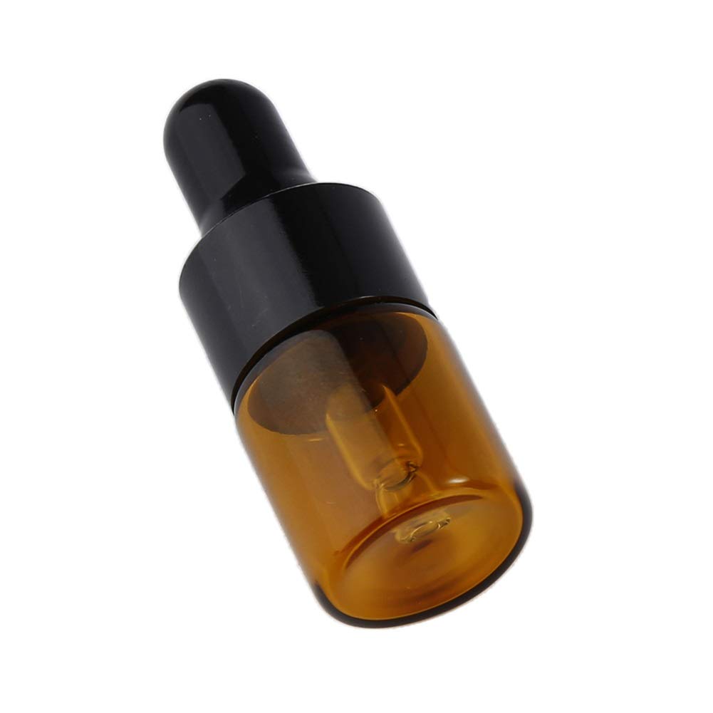 30Pcs Amber Glass Dropper Bottles Mini Empty Sample Vials Essential Oil Dropping Bottles Perfume Jars Cosmetic Container with Glass Eye Dropper and Black Caps (2ml)