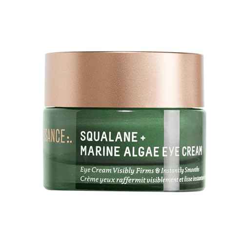 BIOSSANCE Squalane and Marine Algae Eye Cream - Anti-Aging Under Eye Cream for Fine Lines, Wrinkles, and Puffiness - Hydrating & Lifting Formula with Hyaluronic Acid and Paracress Extract - 0.5 Ounce