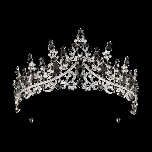 Crown and Tiaras Princess Crown for Women and Girls Crystal Headband for Brides Princesses Birthdays Halloween Cosplay Parties Weddings Proms and Pageants Accessories (Black Crystal)