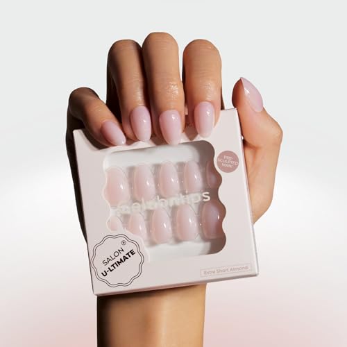 Celebritips Press On Nails - Salon U-ltimate™ | Ballerina, Extra Short Almond Nails, Reusable | 16 sizes - 32 Nails Kit with Glue and Sticky Tabs